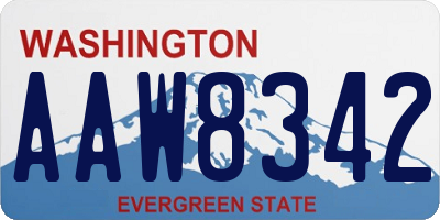 WA license plate AAW8342