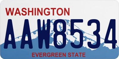 WA license plate AAW8534