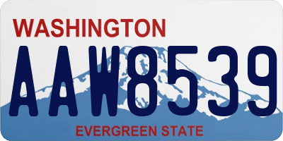 WA license plate AAW8539