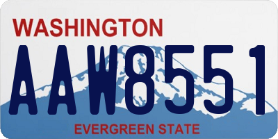 WA license plate AAW8551