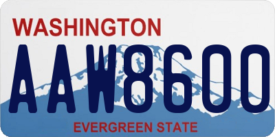 WA license plate AAW8600