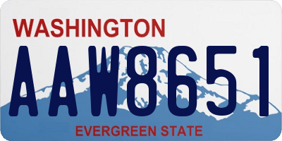 WA license plate AAW8651