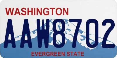 WA license plate AAW8702