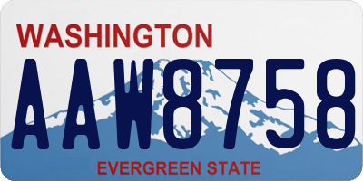 WA license plate AAW8758