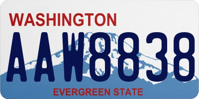 WA license plate AAW8838
