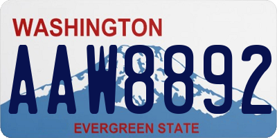 WA license plate AAW8892