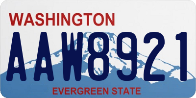 WA license plate AAW8921
