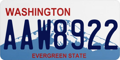WA license plate AAW8922