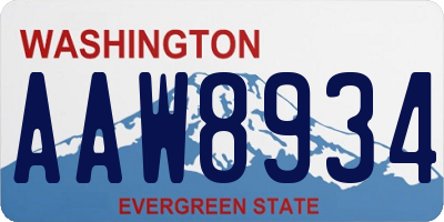 WA license plate AAW8934