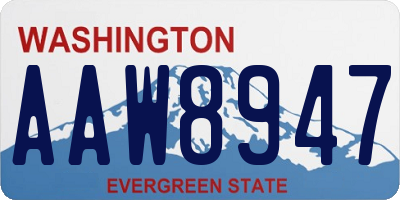 WA license plate AAW8947