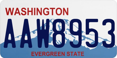 WA license plate AAW8953