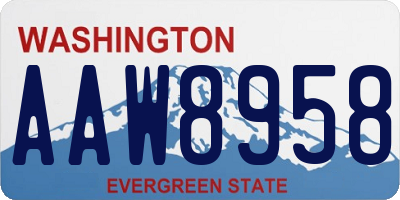 WA license plate AAW8958