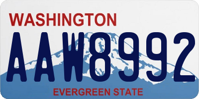 WA license plate AAW8992