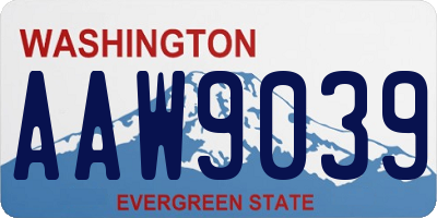 WA license plate AAW9039