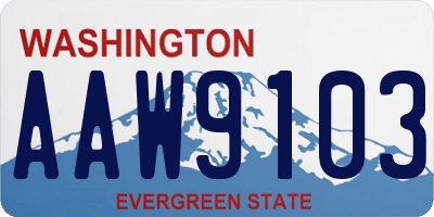 WA license plate AAW9103