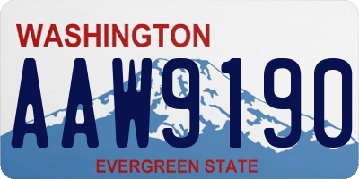 WA license plate AAW9190