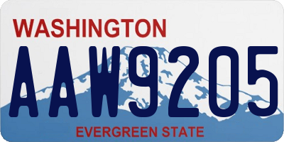 WA license plate AAW9205