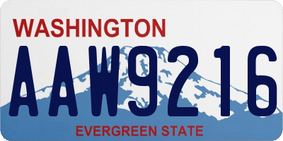 WA license plate AAW9216