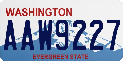 WA license plate AAW9227