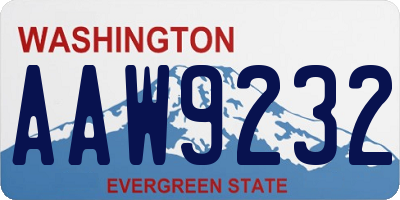 WA license plate AAW9232