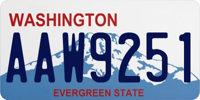 WA license plate AAW9251