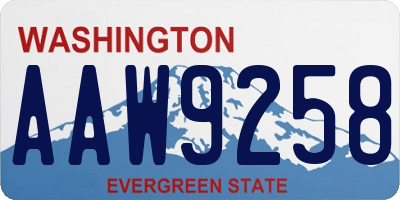 WA license plate AAW9258