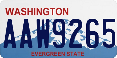 WA license plate AAW9265