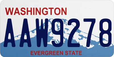 WA license plate AAW9278