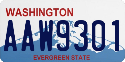 WA license plate AAW9301