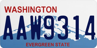 WA license plate AAW9314