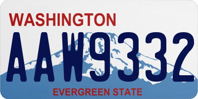 WA license plate AAW9332
