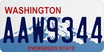WA license plate AAW9344