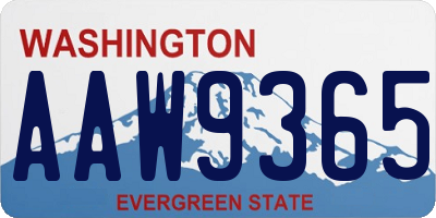 WA license plate AAW9365