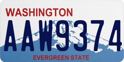 WA license plate AAW9374