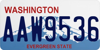 WA license plate AAW9536