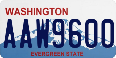 WA license plate AAW9600