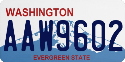 WA license plate AAW9602