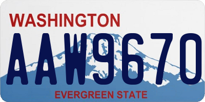 WA license plate AAW9670