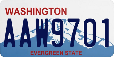 WA license plate AAW9701