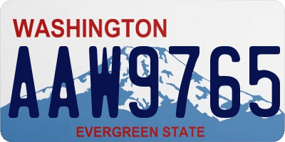 WA license plate AAW9765