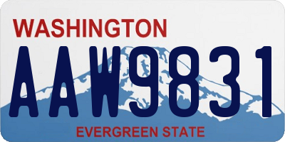 WA license plate AAW9831