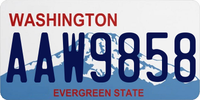 WA license plate AAW9858