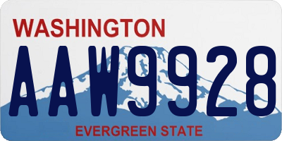 WA license plate AAW9928