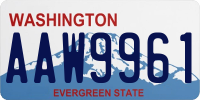 WA license plate AAW9961
