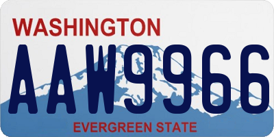 WA license plate AAW9966