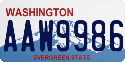 WA license plate AAW9986