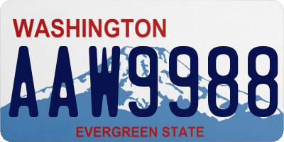 WA license plate AAW9988