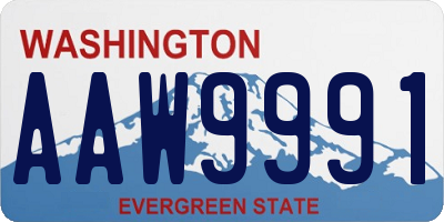 WA license plate AAW9991