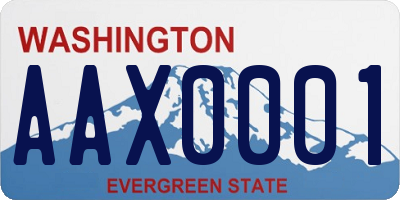 WA license plate AAX0001