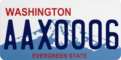 WA license plate AAX0006